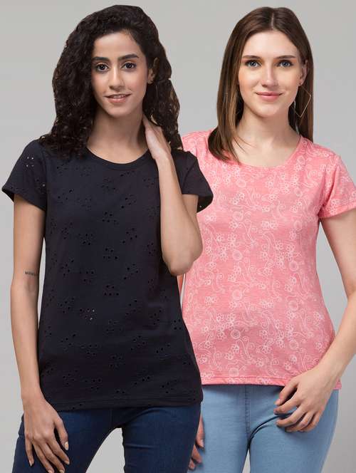 women printed multi colored combo t-shirt - 21374436 - Very Small Image - 1