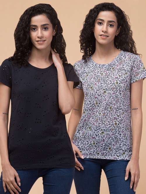 women printed multi colored combo t-shirt - 21374440 - Very Small Image - 1