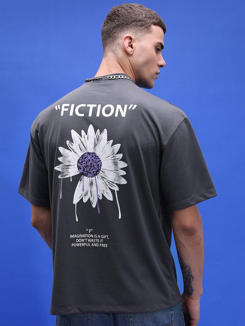 round neck chest print couple t-shirt - 21374978 - Zoom Image - 3