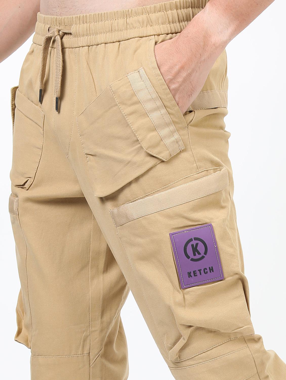 men mid rise solid cargos - 21375685 - Zoom Image - 5