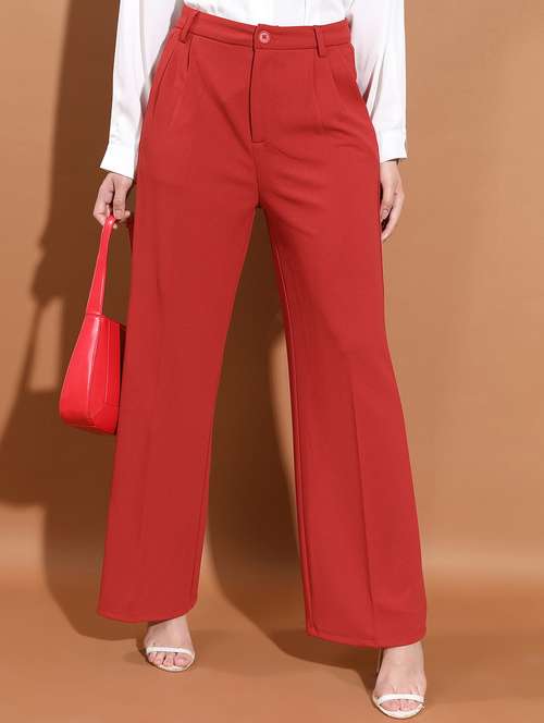 women solid high rise tailored trouser - 21376212 - Very Small Image - 1