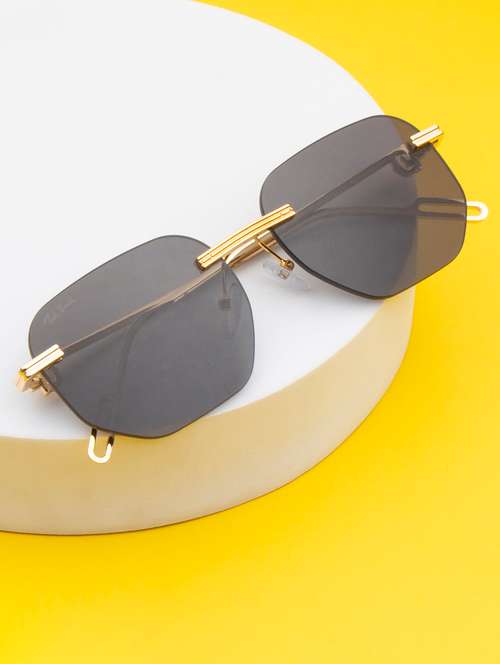 ted smith rimless aviator shape branded latest and stylish sunglasses | polycarbonate lens & 100 % uv protection | men & women - 21387298 - Very Small Image - 1