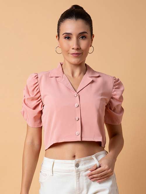 peach solid shirt top - 21387512 - Very Small Image - 1