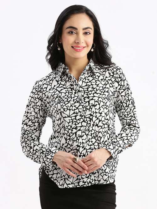 women black printed long sleeves regular shirt - 21387661 - Very Small Image - 1