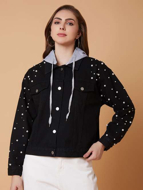 black embellished denim jacket - 21387773 - Very Small Image - 1