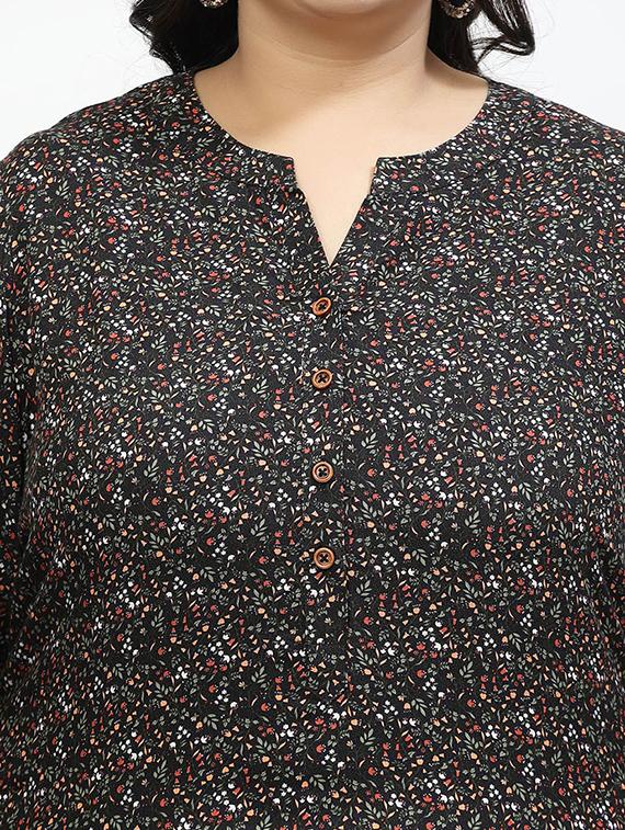 women black long sleeves plus size kurta - 21391096 - Zoom Image - 5