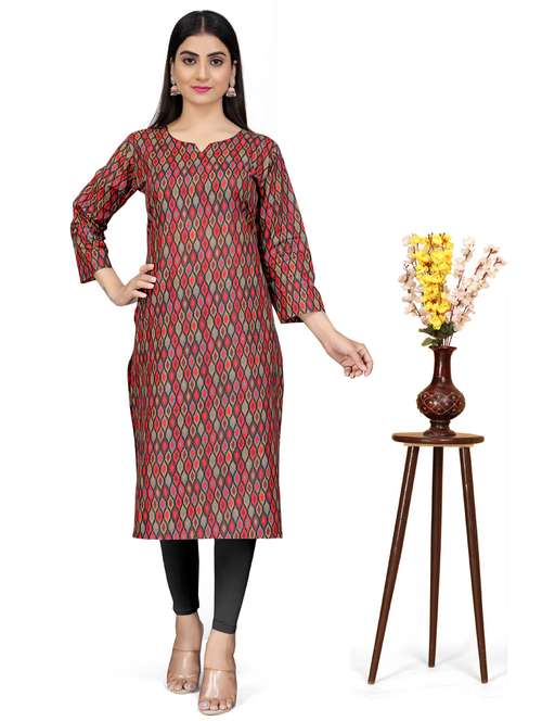 women three quarter sleeve straight kurta - 21391290 - Very Small Image - 1