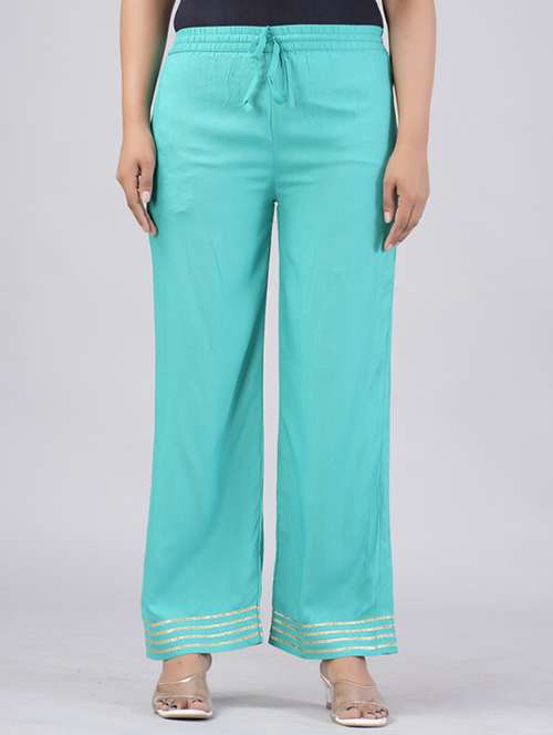 women light blue viscose palazzo - 21393281 - Very Small Image - 1