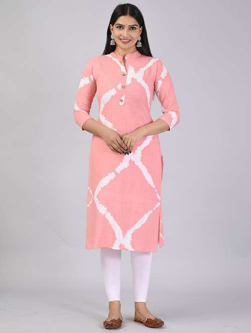 pink tie & dye straight kurta - 21393336 - Very Small Image - 1