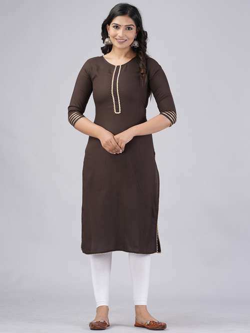 women three quarter sleeve straight kurta - 21393348 - Very Small Image - 1