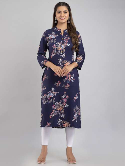 women floral printed straight kurta - 21393356 - Very Small Image - 1