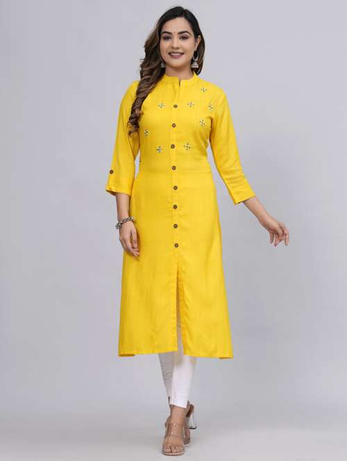 women mandarin neck embroidered a-line kurta  - 21393366 - Very Small Image - 1