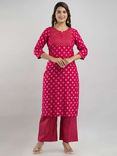 women three quarter sleeve kurta palazzo set  - 21393541 - Very Small Image - 1