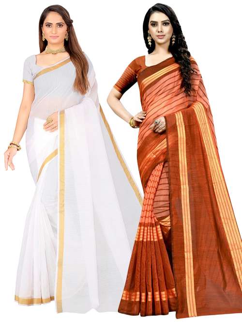 pack of 2 casual wear saree with blouse - 21396024 - Very Small Image - 1