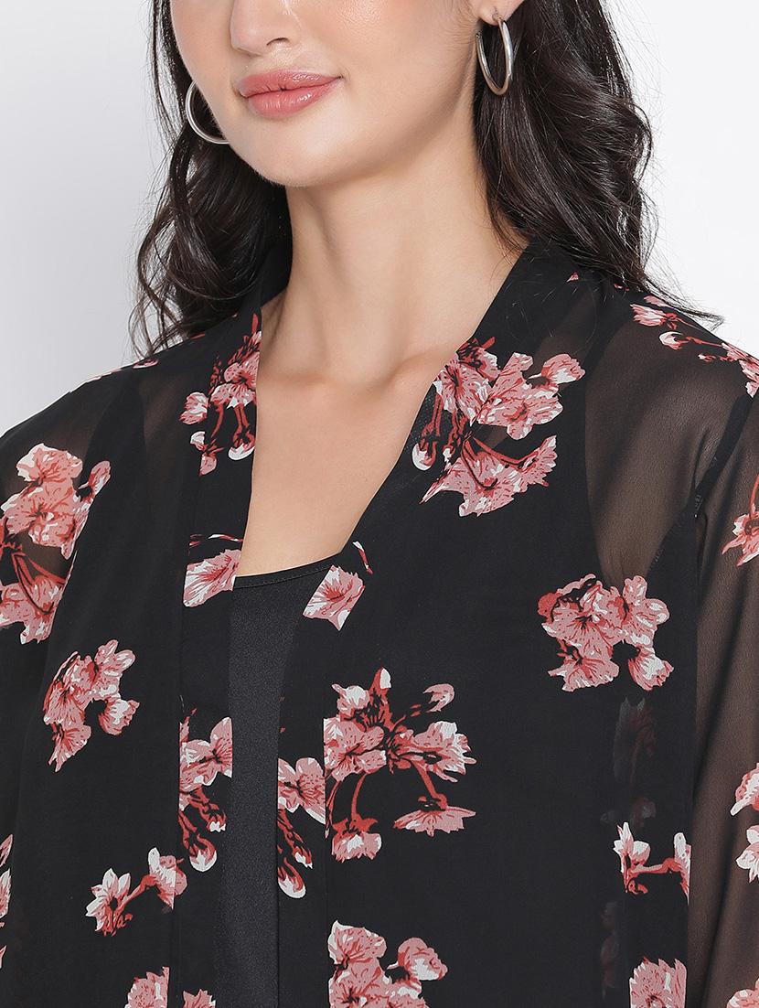 black floral printed regular shrug - 21399606 - Zoom Image - 5