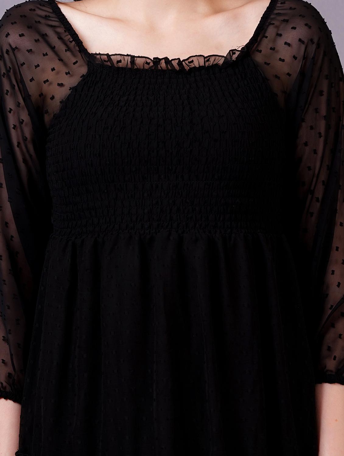 women black georgette fit & flare dress - 21399905 - Zoom Image - 4
