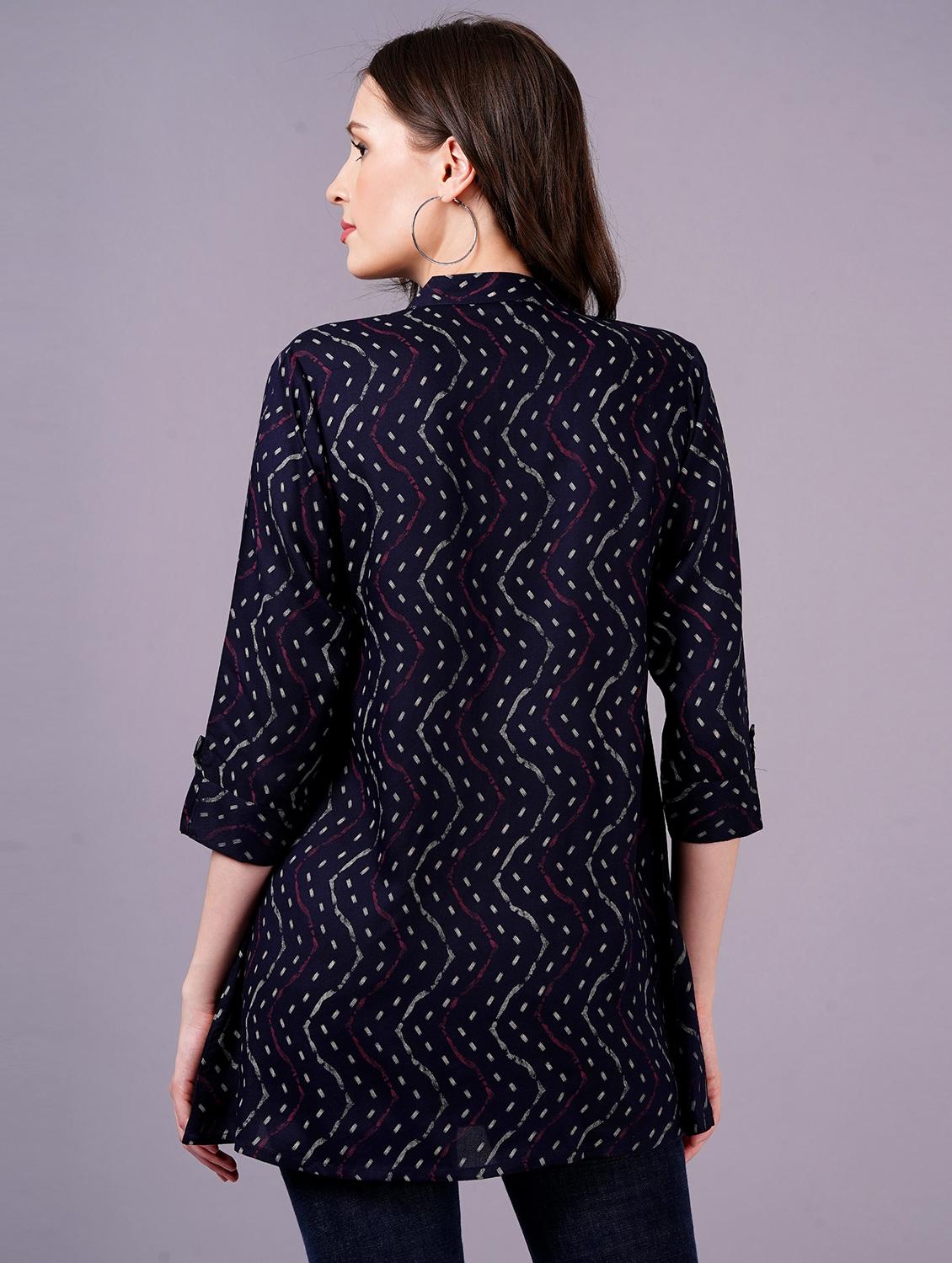 women printed three quarter sleeves straight kurti - 21400595 - Zoom Image - 2