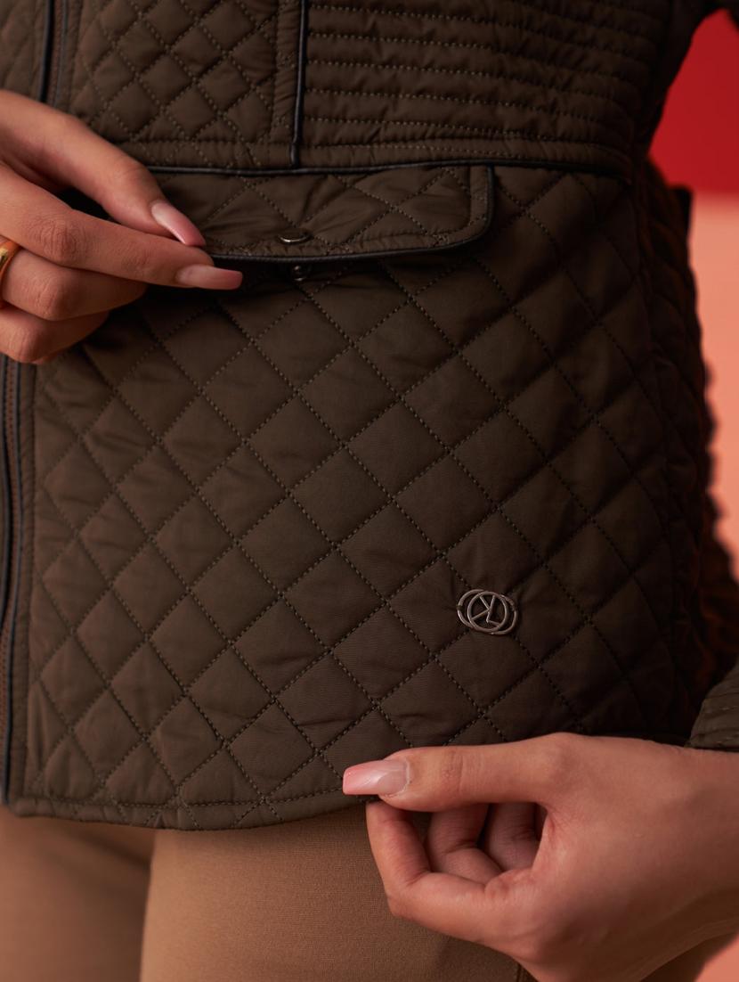 women olive nylon quilted jacket - 21431354 - Standard Image - 5