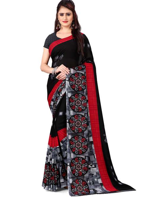 floral printed saree with blouse - 21431484 - Very Small Image - 1