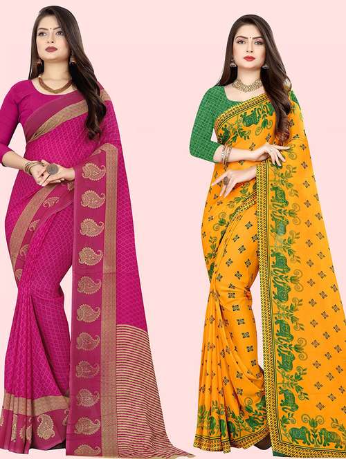women pack of 2 casual wear sarees with blouse - 21432255 - Very Small Image - 1