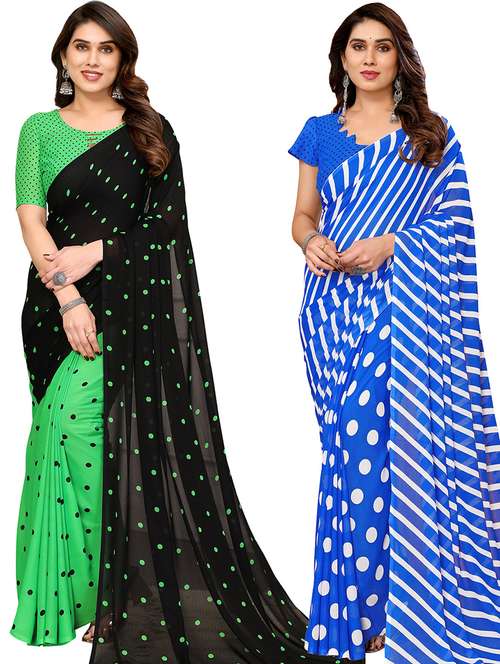 women pack of 2 printed casual sarees with blouse - 21441029 - Very Small Image - 1