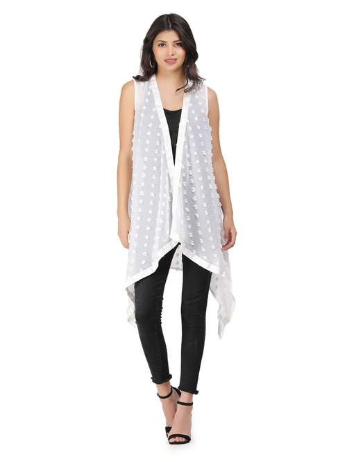 women white polyester asymmetric shrug - 21450317 - Very Small Image - 1