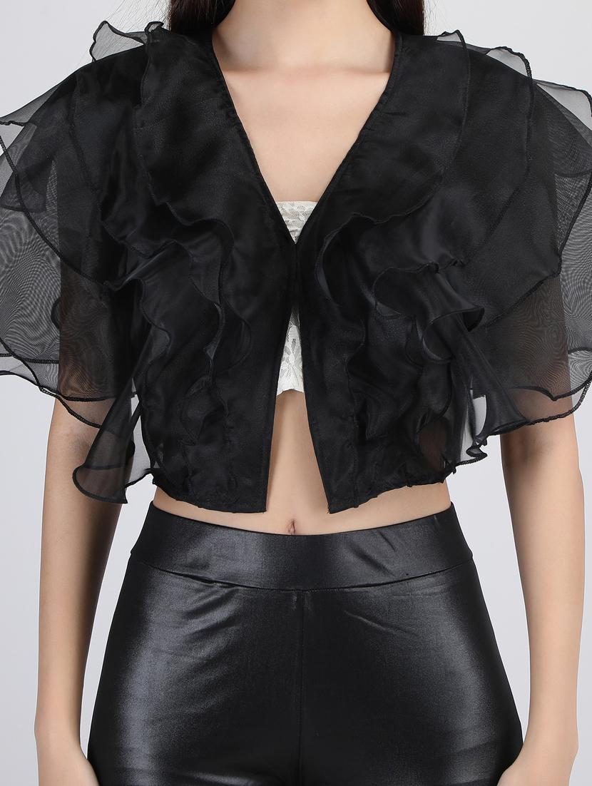 women black polyester ruffle shrug - 21450852 - Zoom Image - 4