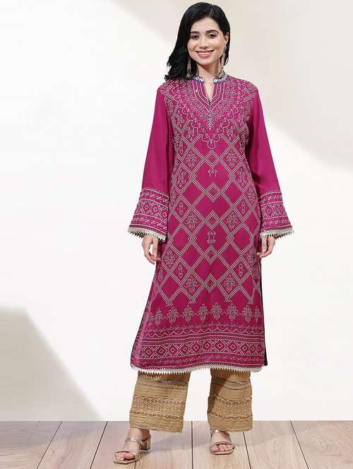 women pink modal straight kurta - 21458748 - Very Small Image - 1