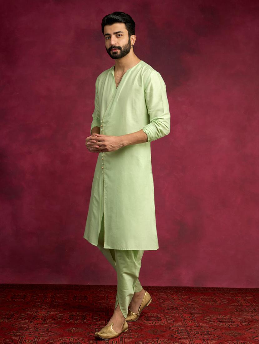 men green dhoti kurta ethnic wear set - 21459796 - Zoom Image - 1