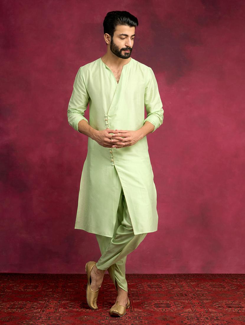 men green dhoti kurta ethnic wear set - 21459796 - Zoom Image - 2
