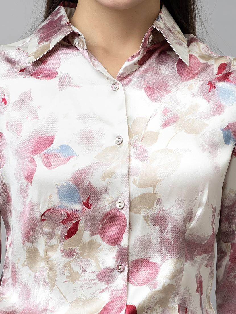 women printed collared long sleeves shirt - 21461012 - Standard Image - 4
