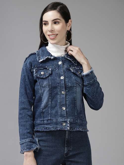 navy blue denim summer jacket - 21461486 - Very Small Image - 1