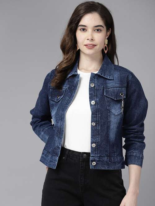 navy blue denim summer jacket - 21461488 - Very Small Image - 1