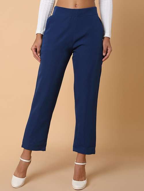 women solid mid rise tailored pants - 21463607 - Very Small Image - 1