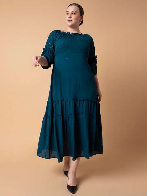women plus size solid tiered dress - 21463631 - Very Small Image - 1
