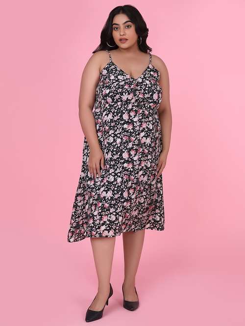 women black fit & flare plus size dress with shrug - 21463635 - Very Small Image - 1