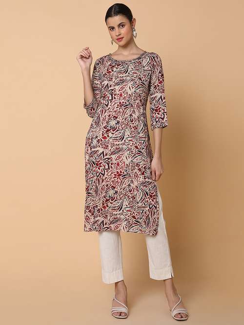 women three quarter sleeve straight kurta - 21463639 - Very Small Image - 1