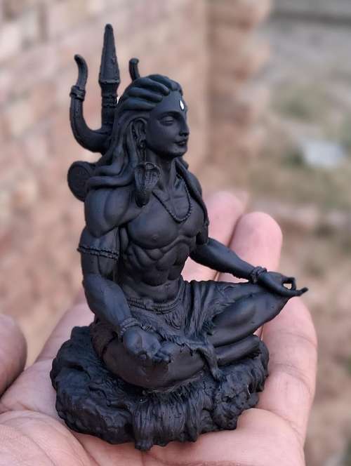adhvik hhri0490-01 resin adiyogi, shiva, mahadev, bhole baba with trishul idol for gifting - 21465667 - Very Small Image - 1