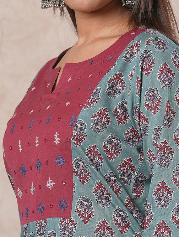 blue cotton straight kurta - 21466706 - Standard Image - 6