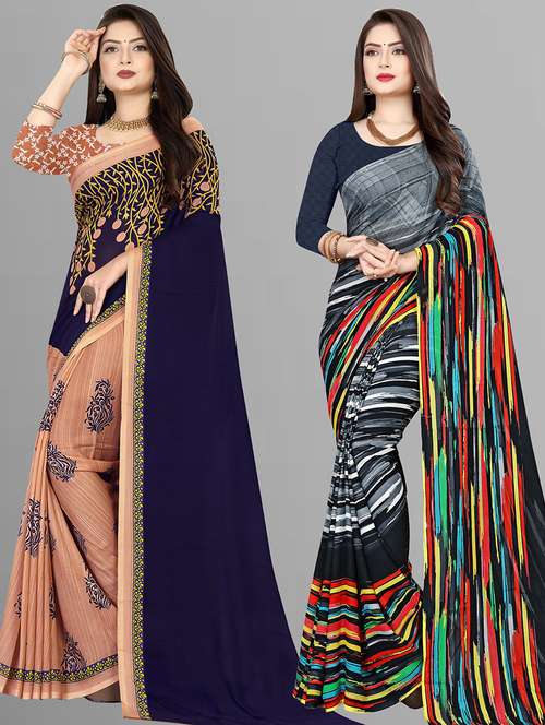 women pack of 2 casual wear combo sarees with blouse - 21475209 - Very Small Image - 1