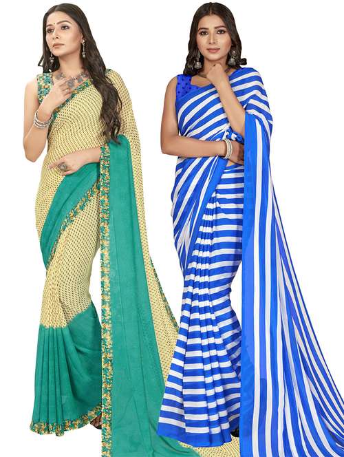 women pack of 2 casual wear combo sarees with blouse - 21475458 - Very Small Image - 1