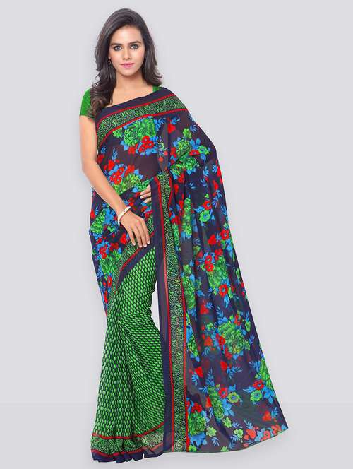 floral printed saree with blouse - 21480588 - Very Small Image - 1