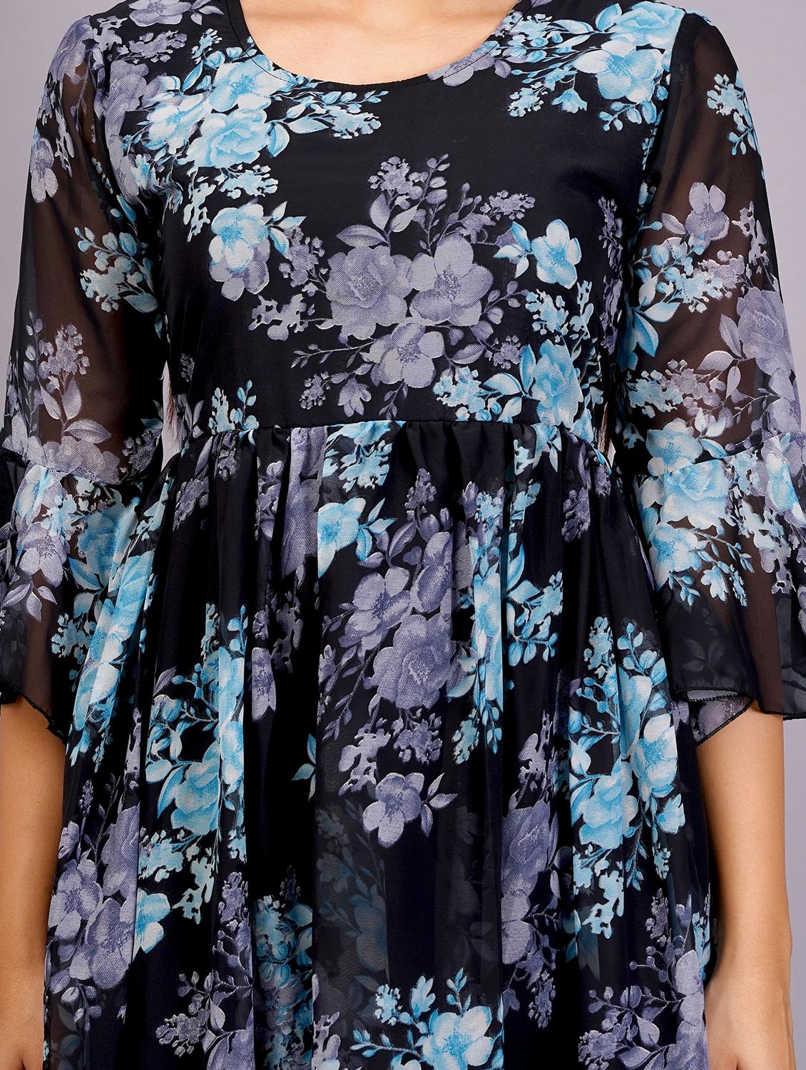 women black georgette fit & flare dress - 21482588 - Zoom Image - 4