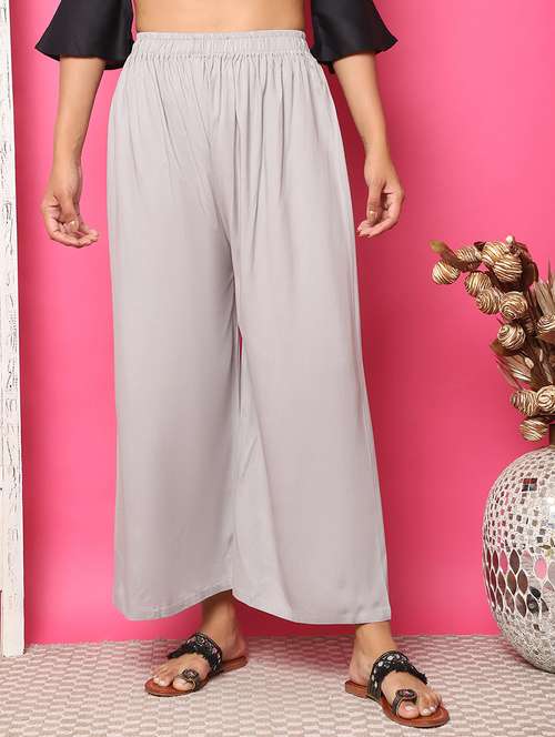 women solid rayon straight palazzo - 21483486 - Very Small Image - 1