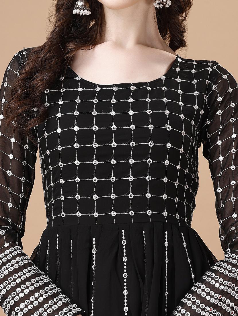 women black embroidered flared dress - 21483667 - Zoom Image - 4