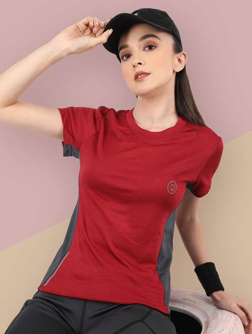 women color block round neck regular t-shirt - 21483955 - Very Small Image - 1