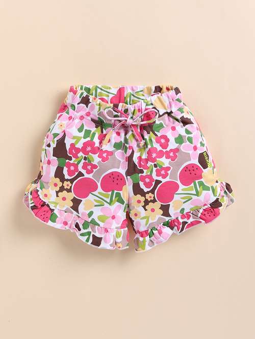 kids white printed cotton shorts  - 21484460 - Very Small Image - 1