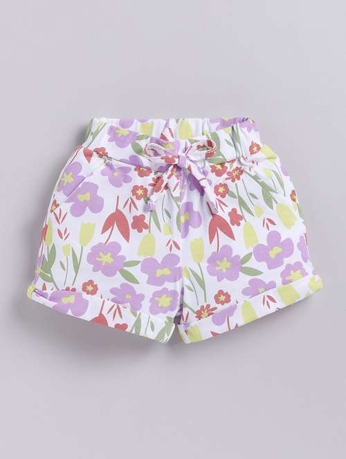 kids white printed cotton shorts  - 21484494 - Very Small Image - 1