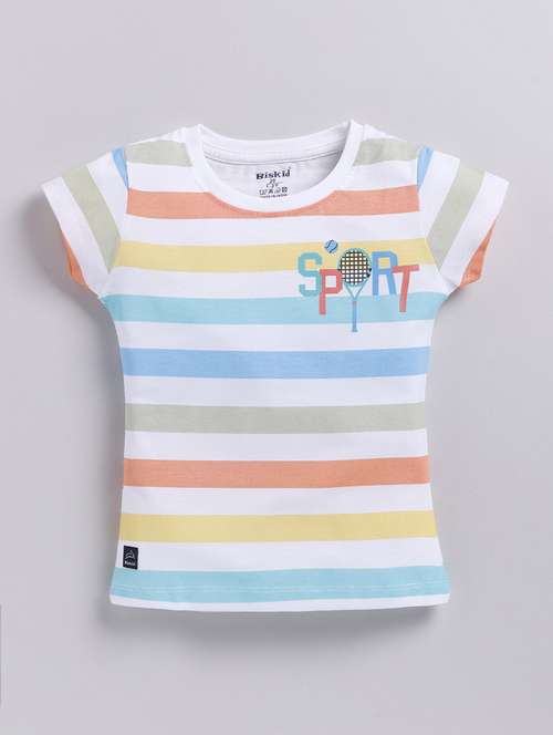 girls round neck striped tees - 21484512 - Very Small Image - 1