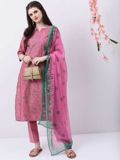 women pink kurta pant set with dupatta - 21486558 - Very Small Image - 1